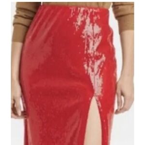 A New Day Sequin Midi Skirt in Red Size Medium